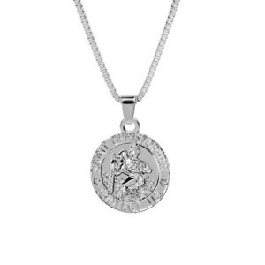 KJNK-193003 New Saint Christopher Jesus Christ Necklace with Circle Pendant