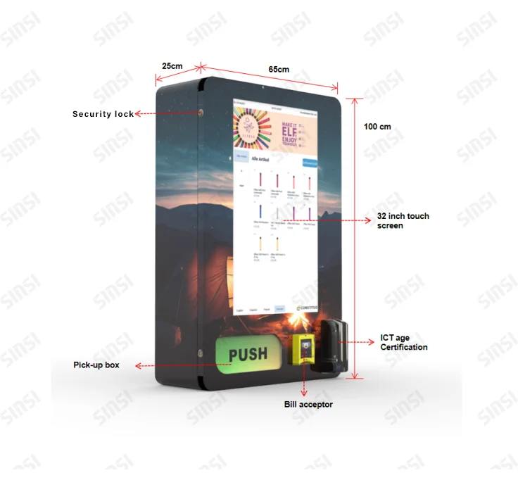 Adult Products Pencil Pen Face Recognition Payment Qr Code Pay Sanitary Pad Vending Machine