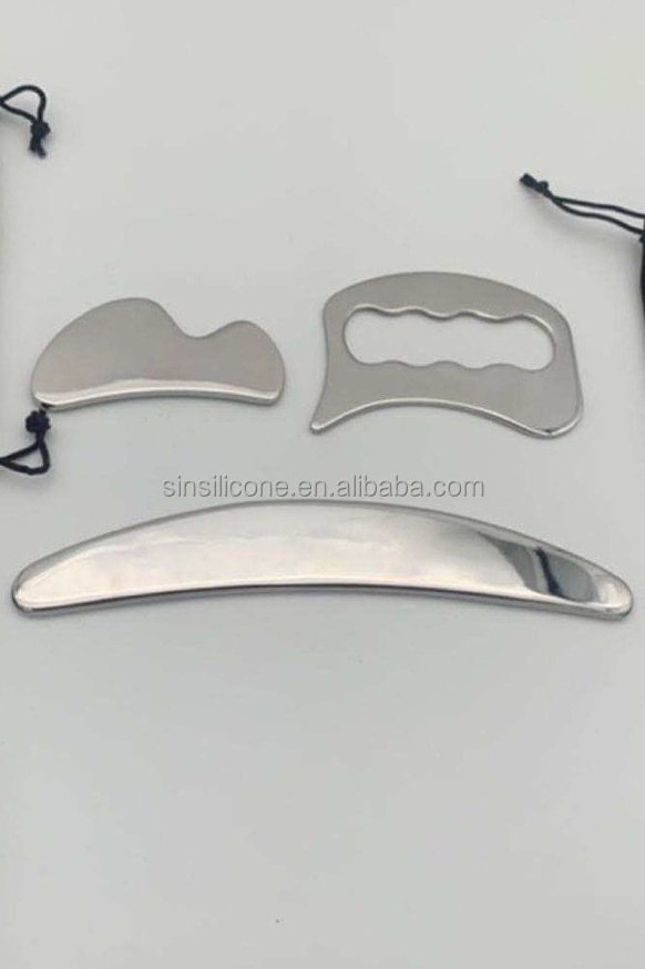 Custom facial body gua sha plate massage kit skin care stainless steel massage scraping board