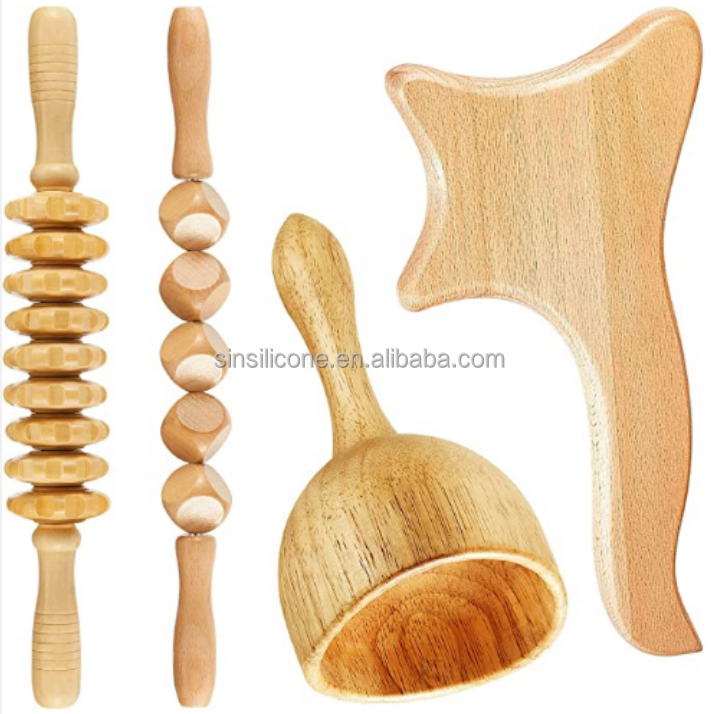 Wooden Gua Sha Tools Professional Lymphatic Drainage Tool Wood Therapy Massage Tools for (Burlywood)