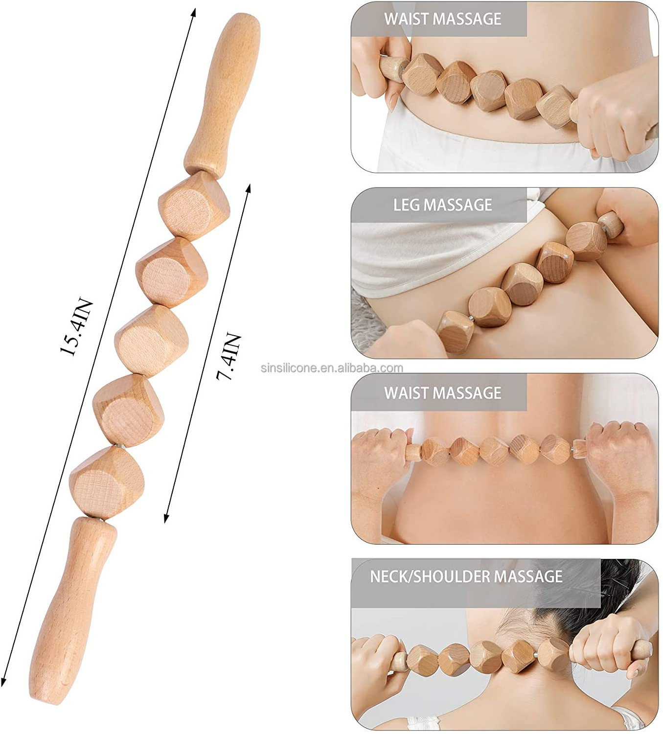 Wooden Gua Sha Tools Professional Lymphatic Drainage Tool Wood Therapy Massage Tools for (Burlywood)