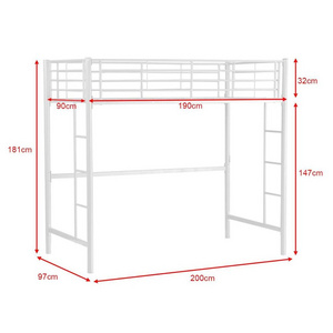 Three Person Metal Full Size Loft Twin Over Queen Bunk Bed Frame With Staircase