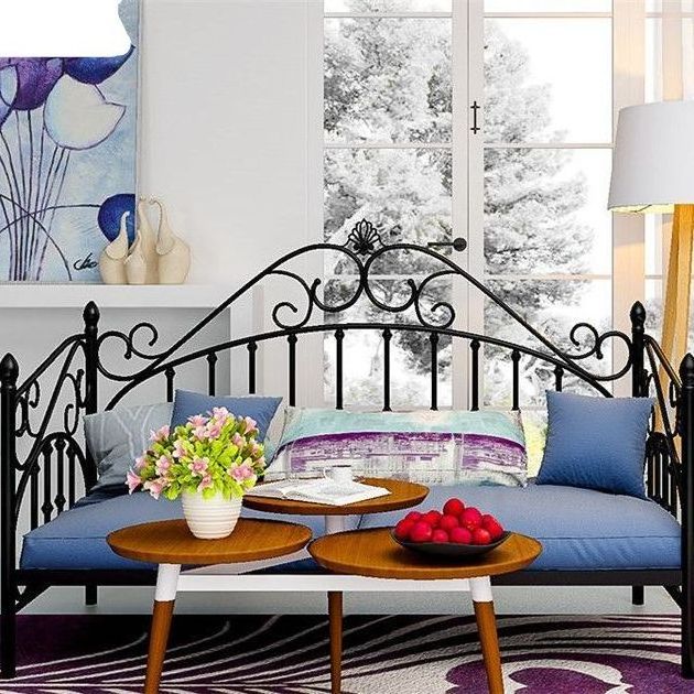 Wrought Iron Modern Multifunctional Room Lazy Double Reclining Metal Sofa Cum Bed