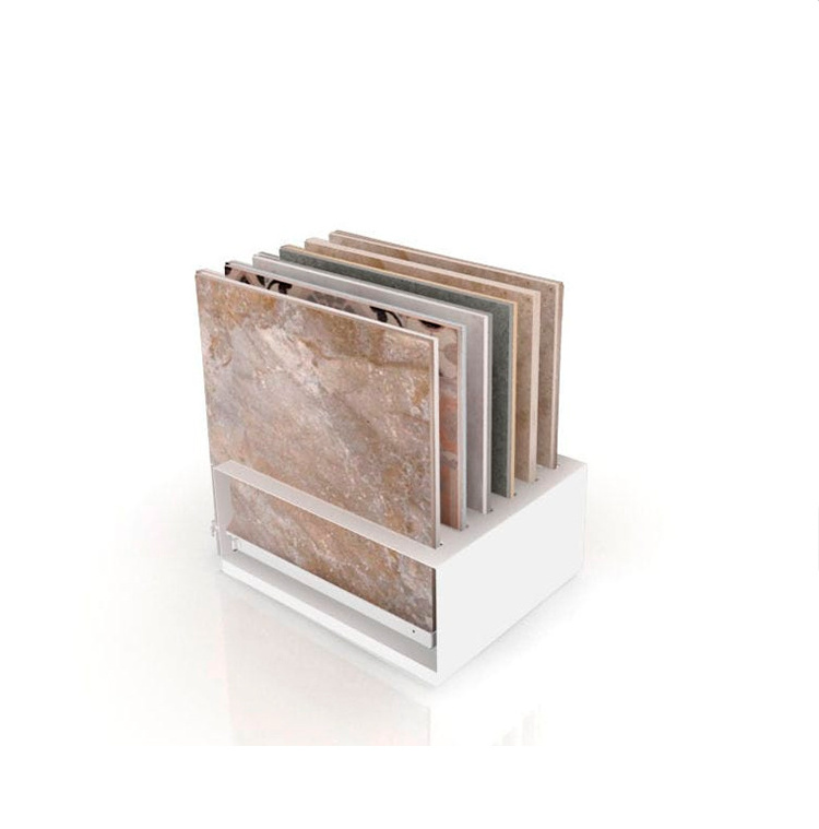 Customizable Table Top Sliding Showroom Normal Metal Stone Ceramic Tile Display Stand Rack With Wheel