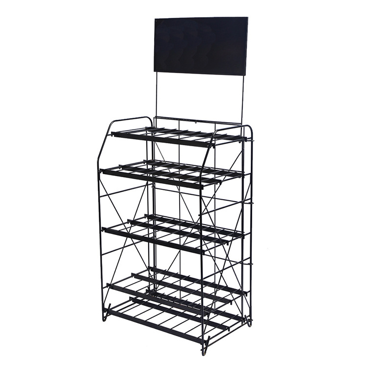 free standing wholesale retail metal iron steel wire mesh 5 floor shelves display