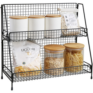 Stand Storage Kitchen Collapsible Low Multi Functional Iron Spice Shelf 2 Layer Metal Basket Syrup Wire Rack With Jar