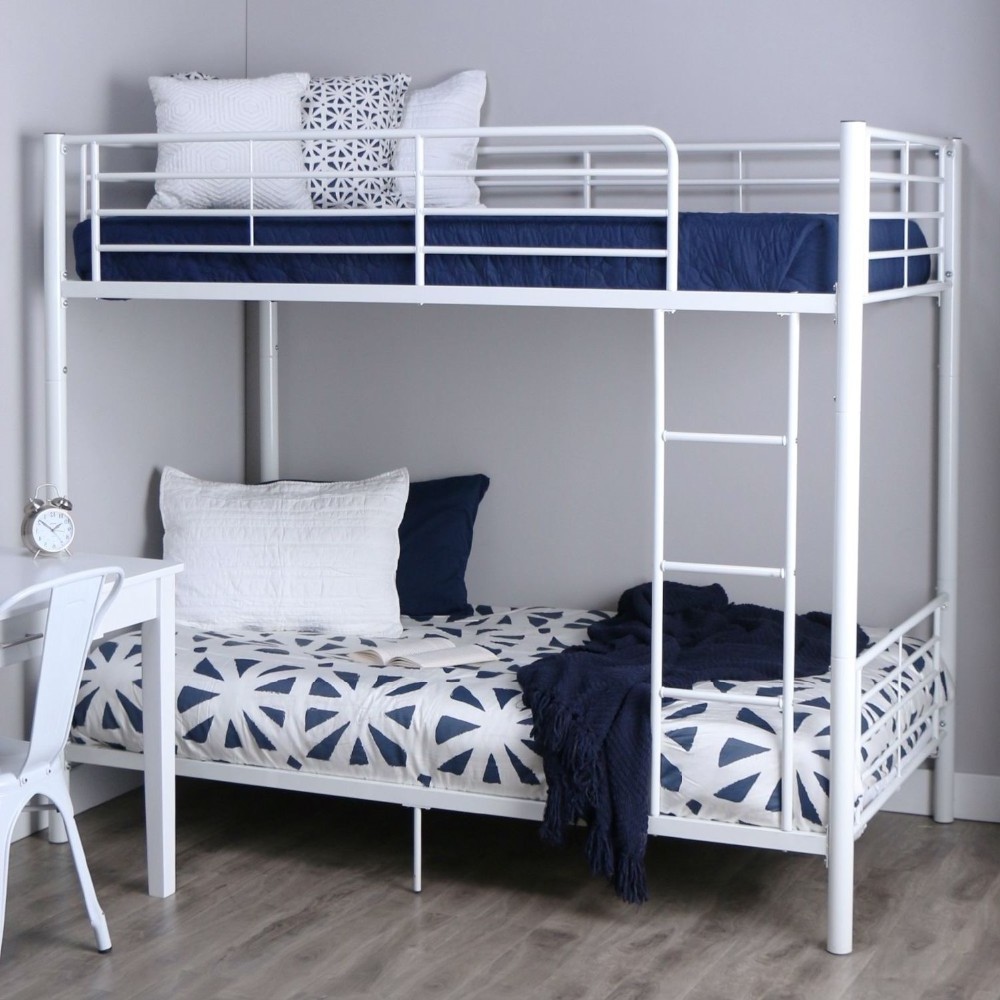 Double Steel Prison Iron Two Tiered Cheap Wooden White Twin Metal Frame Bunk Bed With Ladder