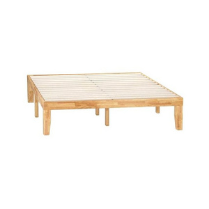 Light Color Minimalist King Platform Slat Frame Queen Size Wooden Bed