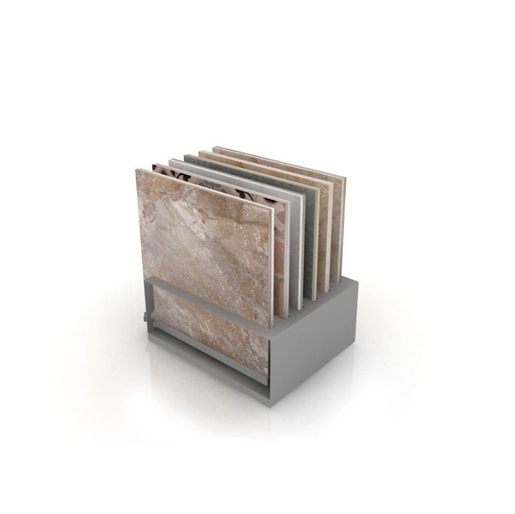 Customizable Table Top Sliding Showroom Normal Metal Stone Ceramic Tile Display Stand Rack With Wheel