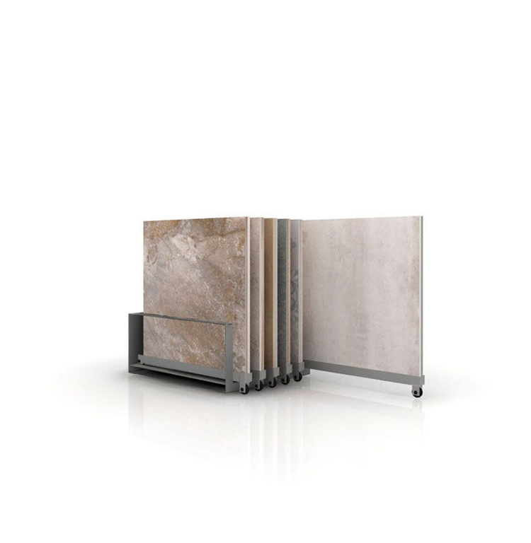 Customizable Table Top Sliding Showroom Normal Metal Stone Ceramic Tile Display Stand Rack With Wheel