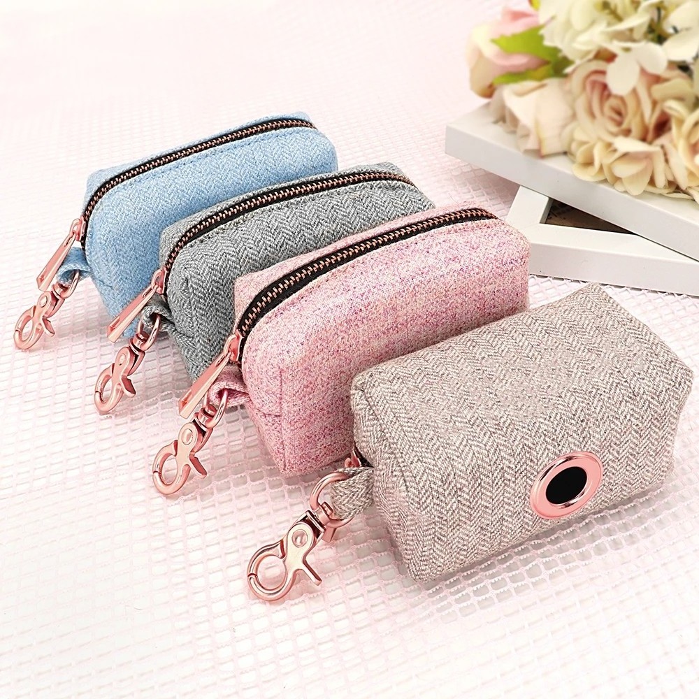 SinSky Luxury Tweed Material Dog Poop Bag Waste Bag Holder Pick Up Garbage Bag Dispenser Pet Cleaning Supplies