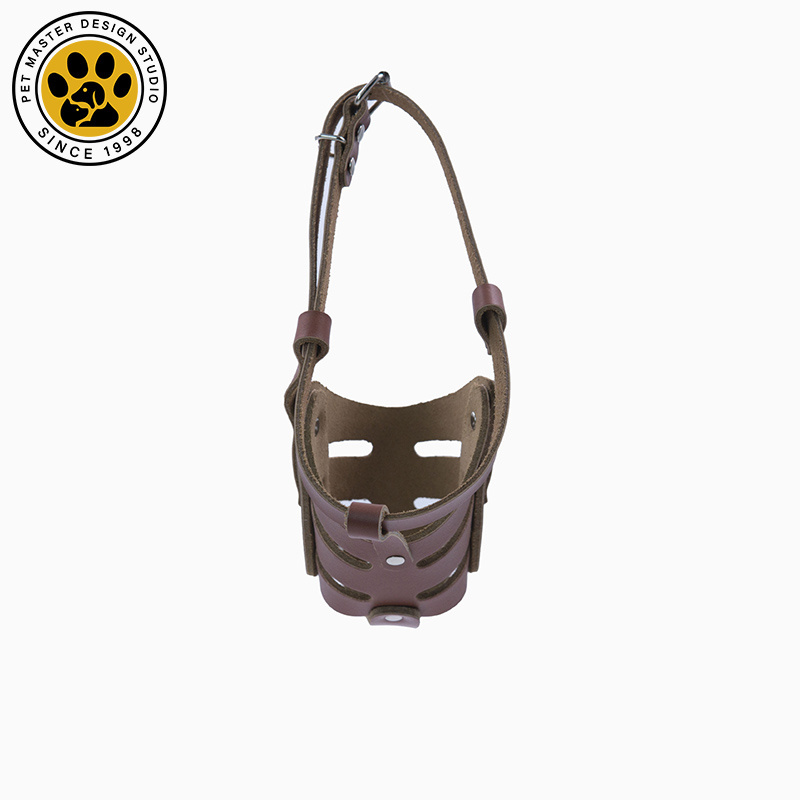 SinSky High Quality Wholesale Anti-dropping and Biting Adjustable PU Leather Basket Dog Muzzle for Medium and Large Dogs