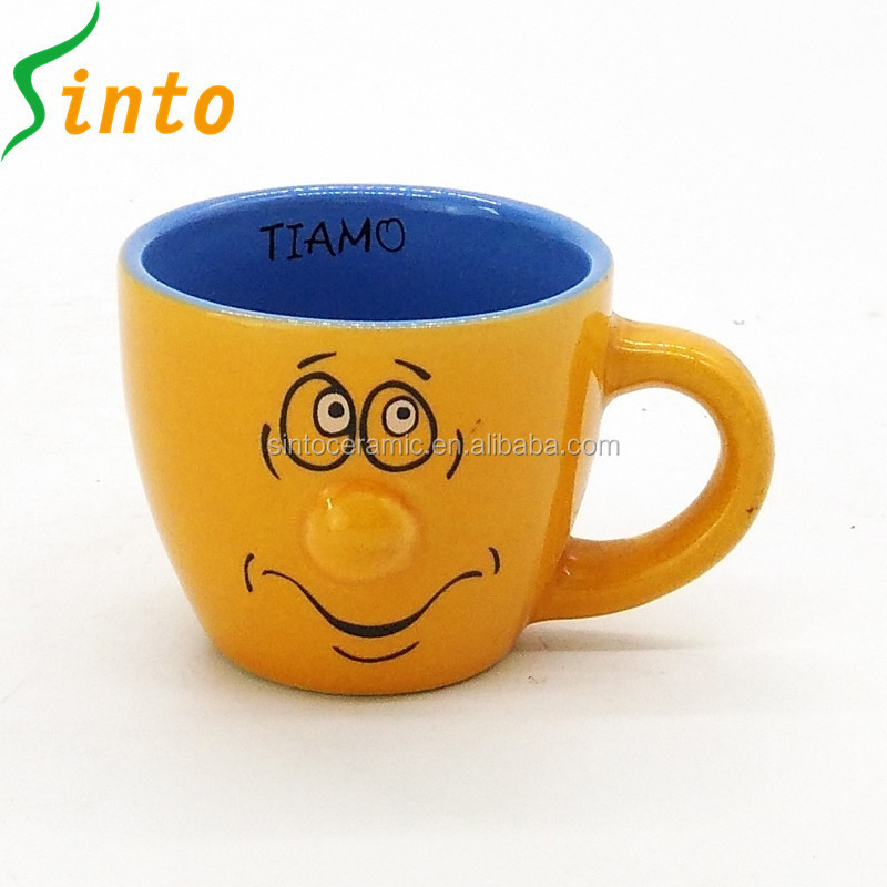 wholesale cheap bulk lovely face big nose ceramic 3d coffee mug