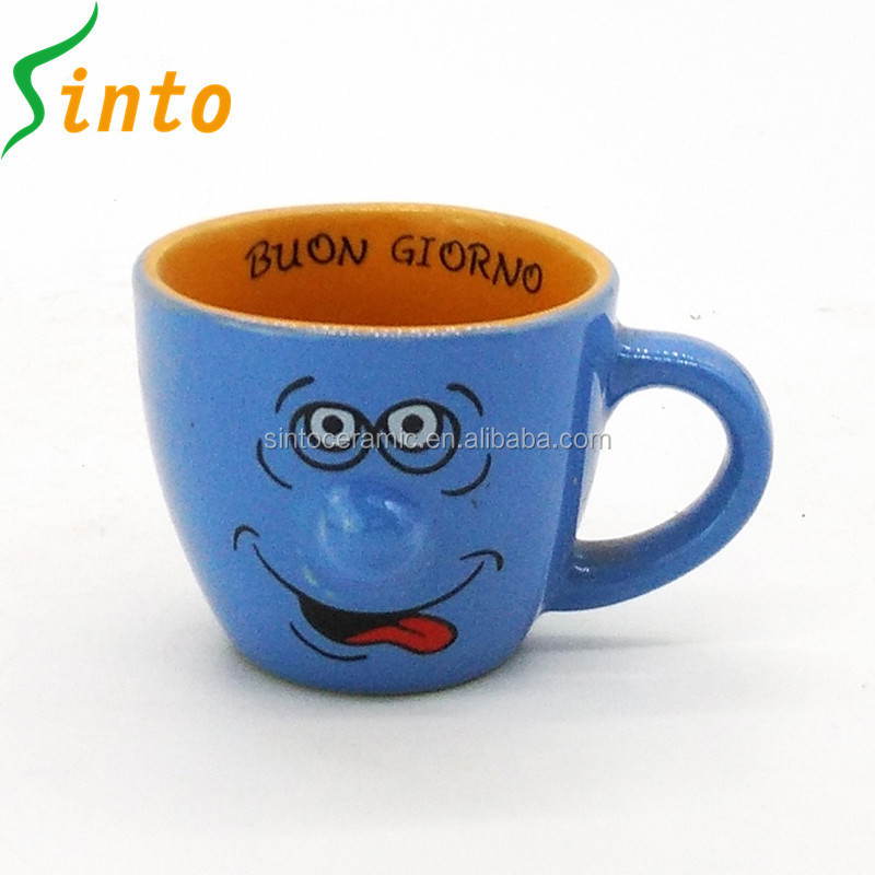 wholesale cheap bulk lovely face big nose ceramic 3d coffee mug