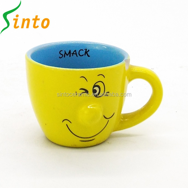 wholesale cheap bulk lovely face big nose ceramic 3d coffee mug