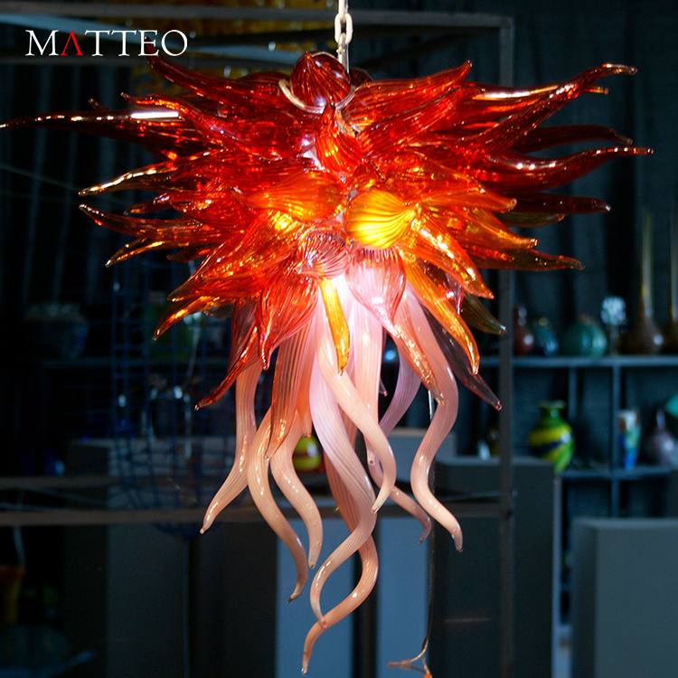 Modern Design Murano Glass Sputnik Hand Craft Commercial Center Lobby LED Blown Glass Chandelier