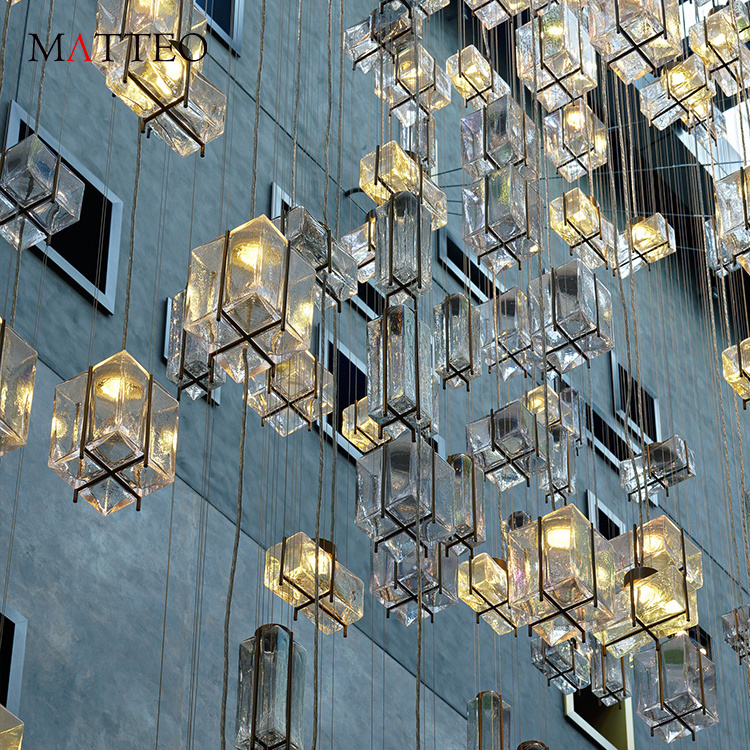 Luxury Style Custom Murano Glass Decoration Pendant Light Chandelier Hotel Lobby Villa Staircase Led Chandelier