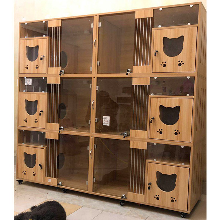 Animal Veterinary Supply Wooden Material Cat Cage Display Cage