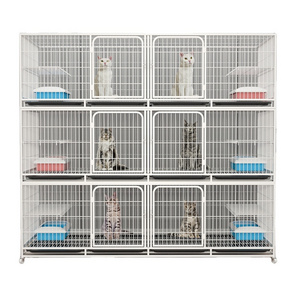 Wholesale Large Stainless Steel Wire Animal Supplies Metal Outdoor Cat Dog Pet Cages with Casters