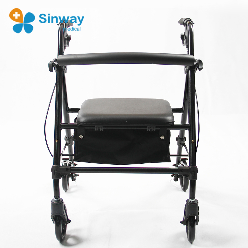 Aluminum Ultra Lightweight Four Wheel Folding Rollator Walker With Brakes