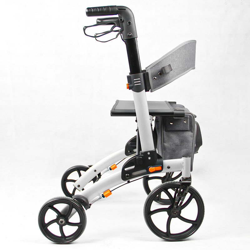 Foldable rollator aid elderly walker europeo folding 4 wheel upright standing aluminum rollator walker with seat