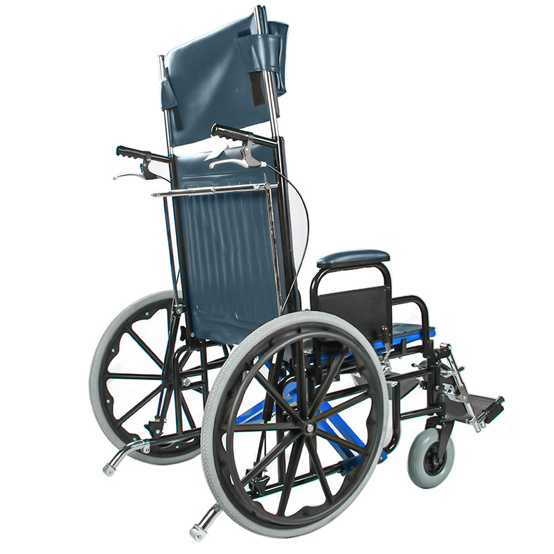 Stainless steel reclining wheelchair 24 inch adult elderly aluminum folding manual extra wide bariatric wheelchair