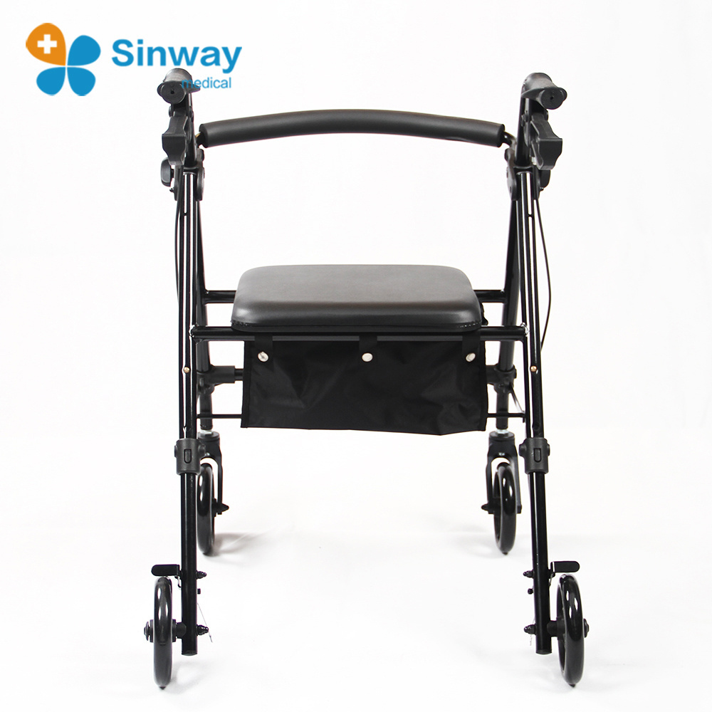 Aluminum Ultra Lightweight Four Wheel Folding Rollator Walker With Brakes