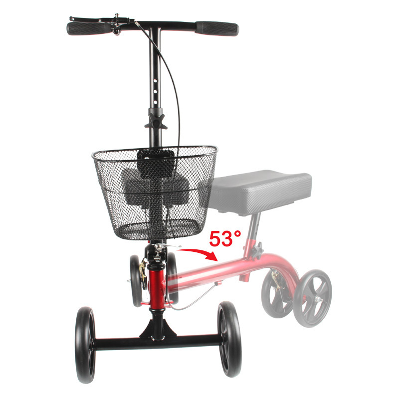 Steel Knee Foldable Walker Scooter Front Wheel Knee Walker With Seat