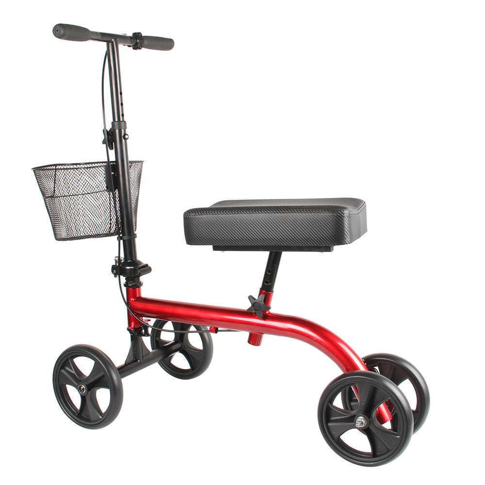 Steel Knee Foldable Walker Scooter Front Wheel Knee Walker With Seat