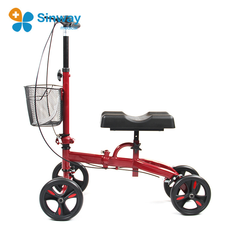 Handicap One Leg Rolling Knee Crutches Walker with Wheels for Broken Ankle