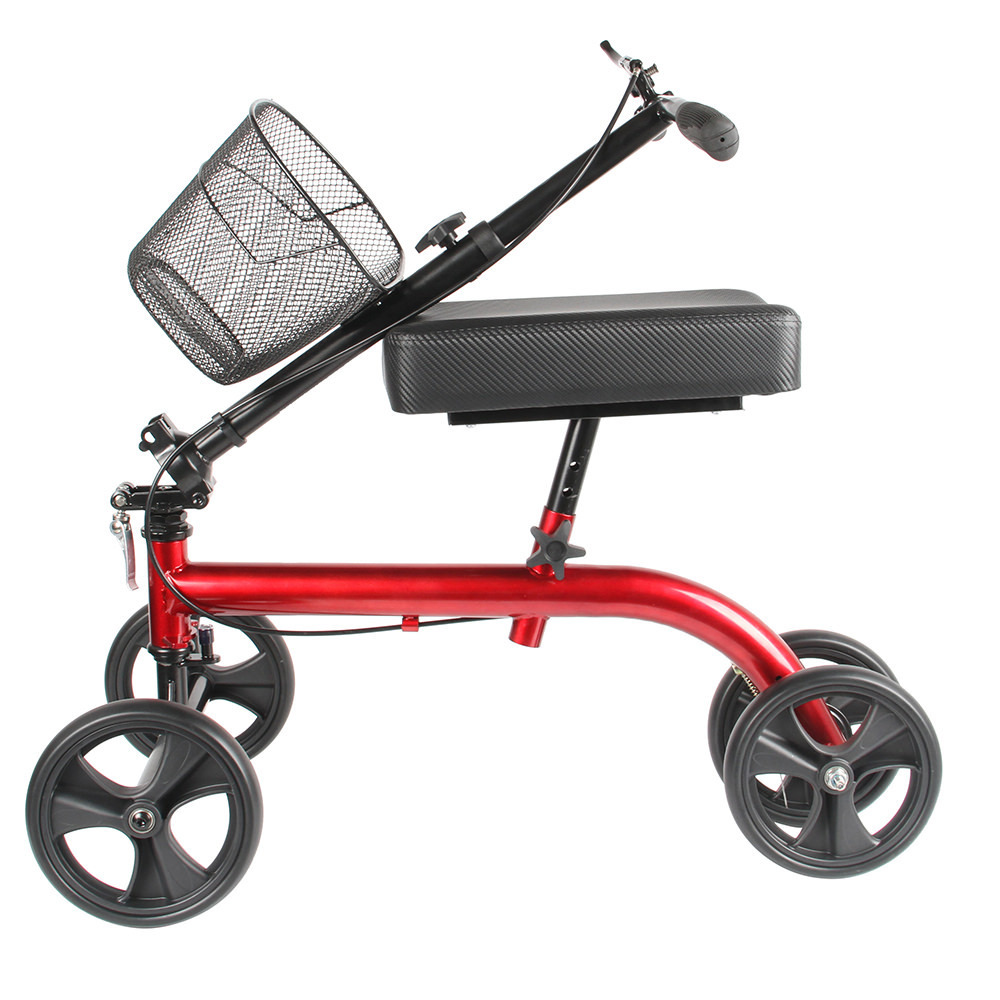 Steel Knee Foldable Walker Scooter Front Wheel Knee Walker With Seat