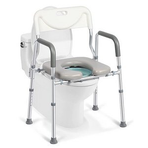 4-in-1 Simple Raised Toilet Seat Medical Bedside Commode Chair Adjustable Toilet Safety Frame Shower Chair for Seniors