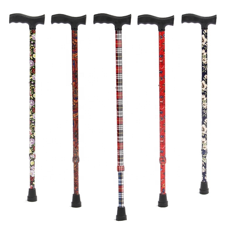 Aluminium alloy walking stick printed one - hand walker for the elderly Old man crutch