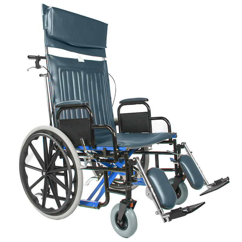 Stainless steel reclining wheelchair 24 inch adult elderly aluminum folding manual extra wide bariatric wheelchair