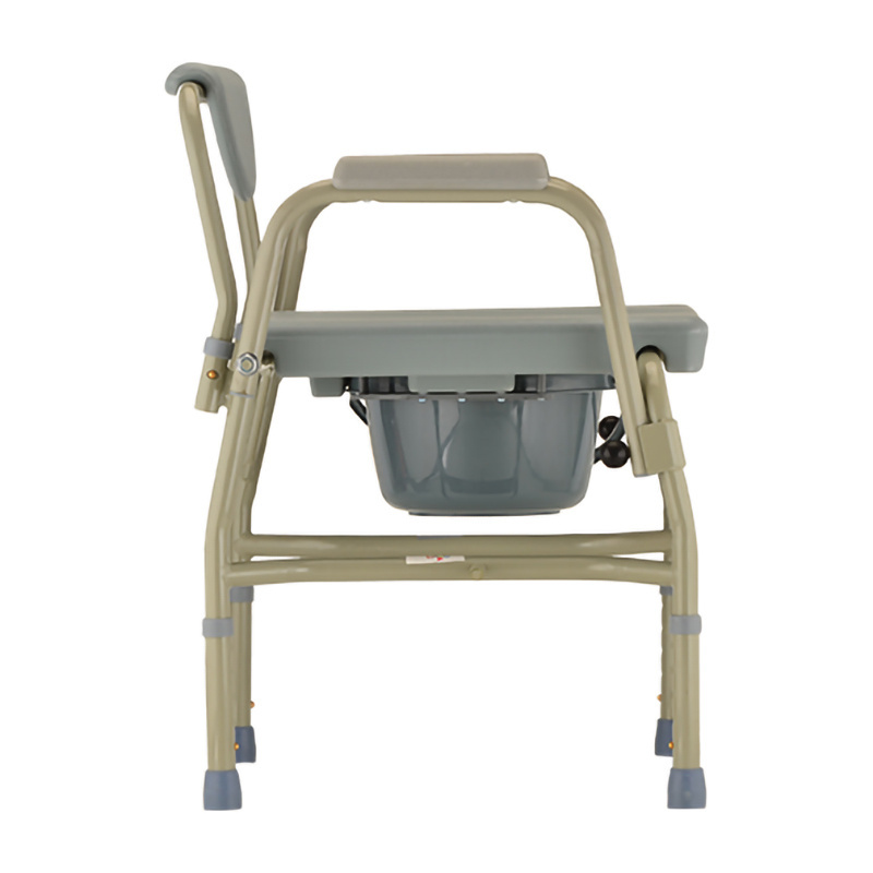 Adjustable Heavy Duty Commode Chair with Drop-Arm & Extra Wide Seat Bathroom Toilet Commode