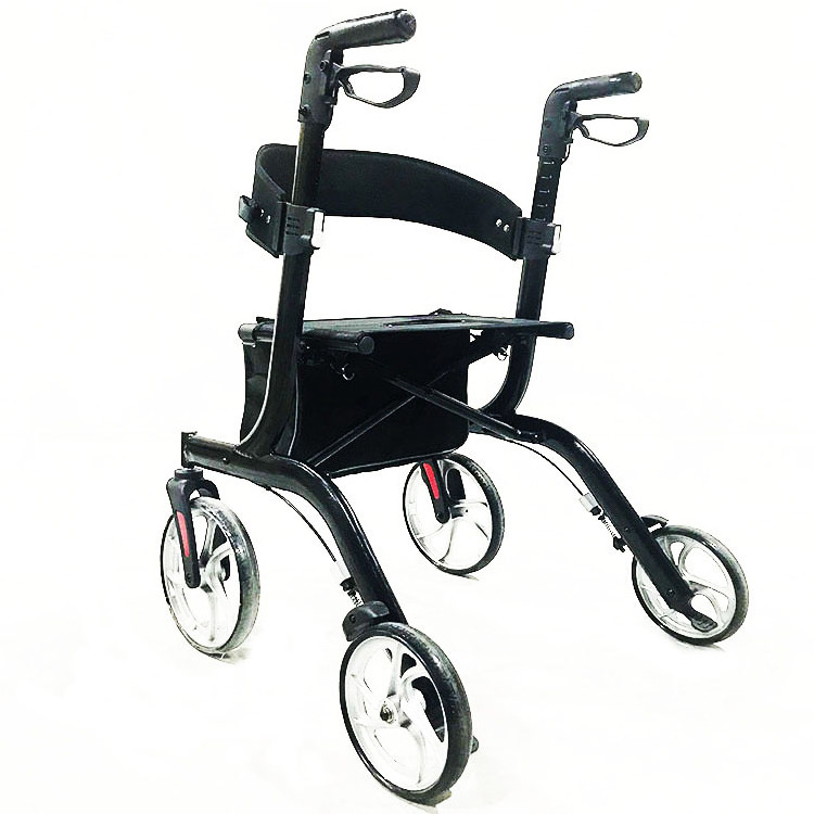 New 2023 Product Outdoor Foldable Height Adjustable Wheel Shopping Rollator Walker With Seat For Disable