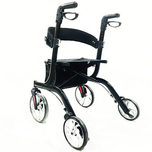 New 2023 Product Outdoor Foldable Height Adjustable Wheel Shopping Rollator Walker With Seat For Disable