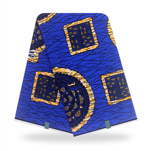 African Wax Hot Selling Nigerian Ankara 100% Cotton Prints Fabric 6 Yards Blue High Grade Cotton Fabric Brocade Fabric BATIK 1kg