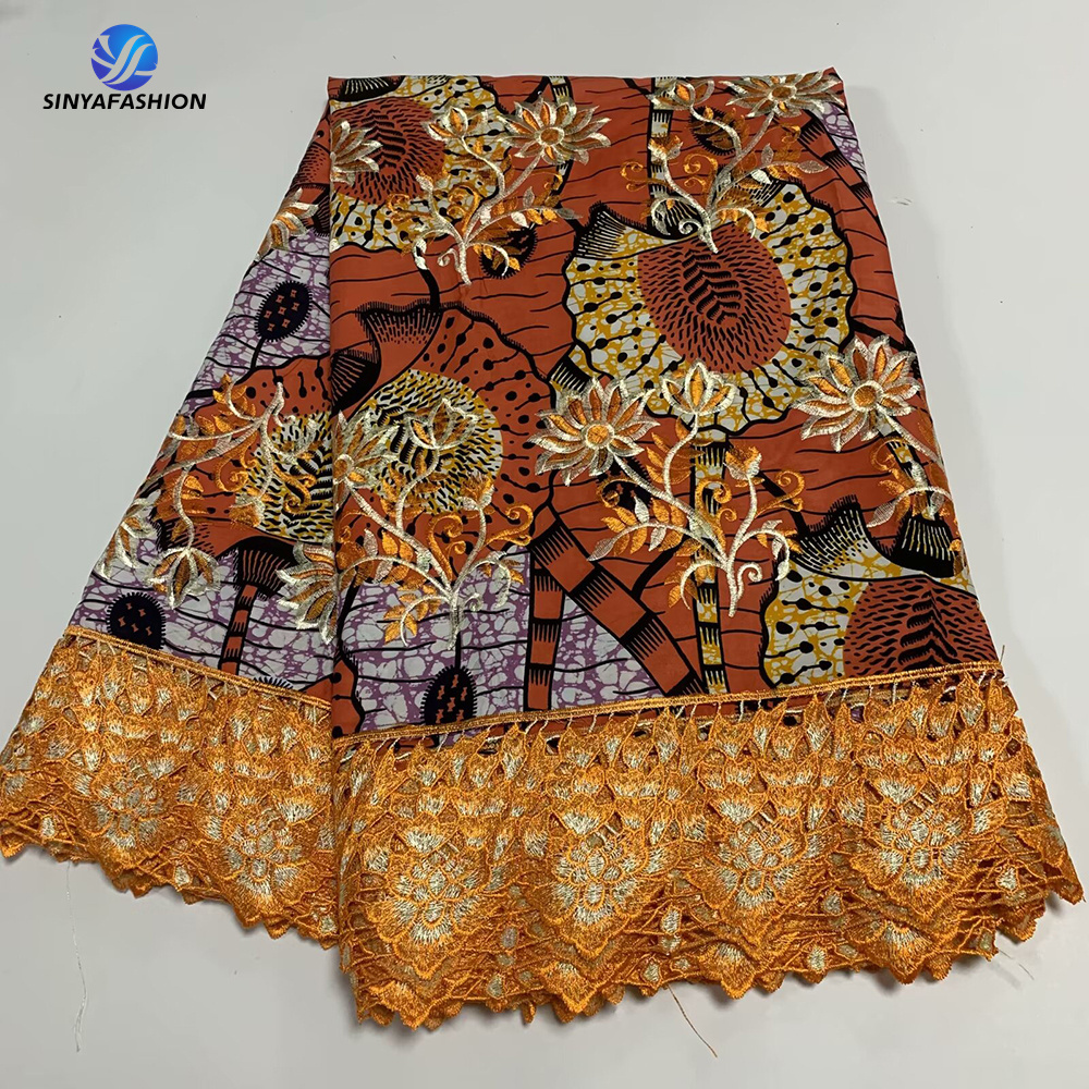 Embroidered Guipure Cord Lace Wax Ankara African Wax Prints Fabric For Wedding Party Women Dress