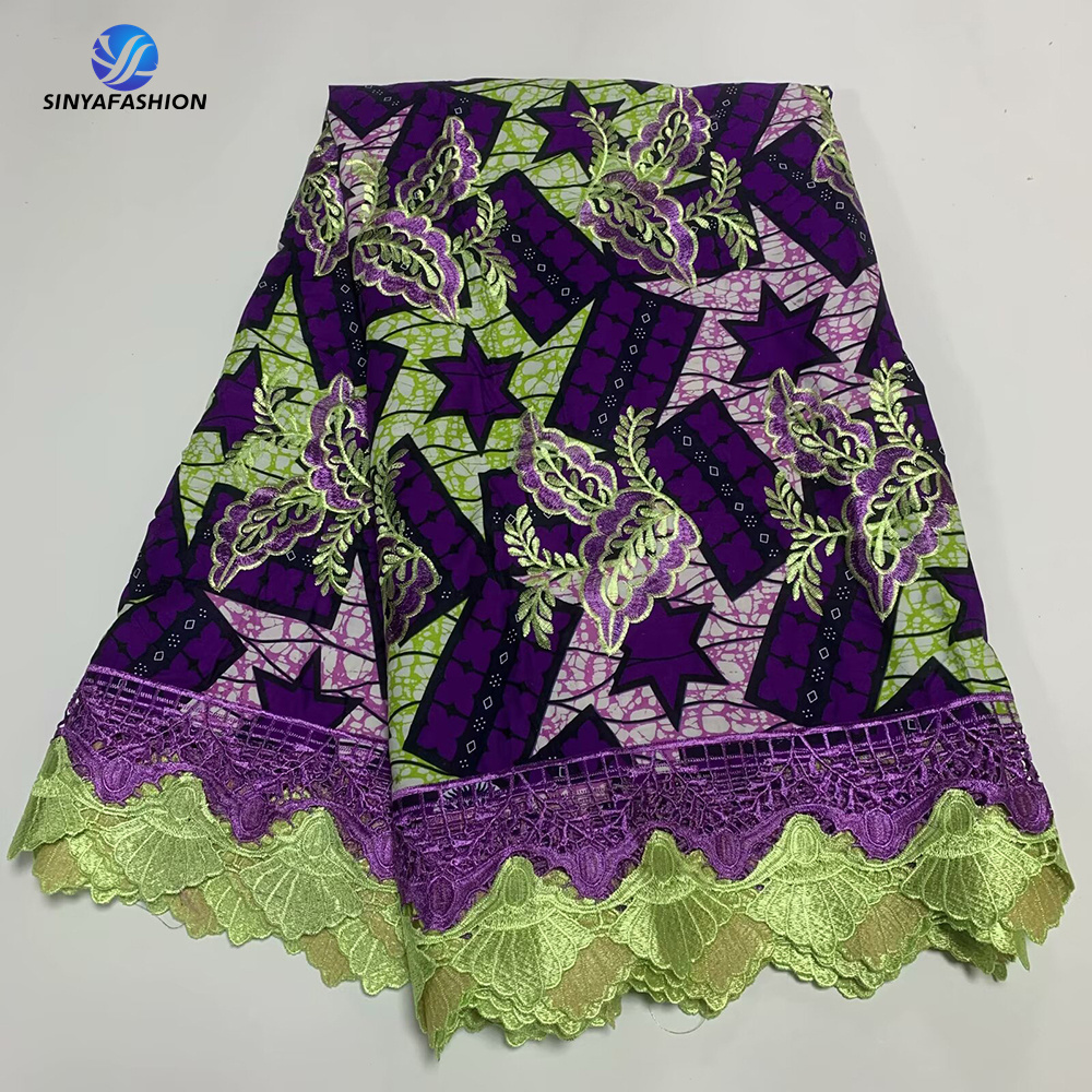 Embroidered Guipure Cord Lace Wax Ankara African Wax Prints Fabric For Wedding Party Women Dress