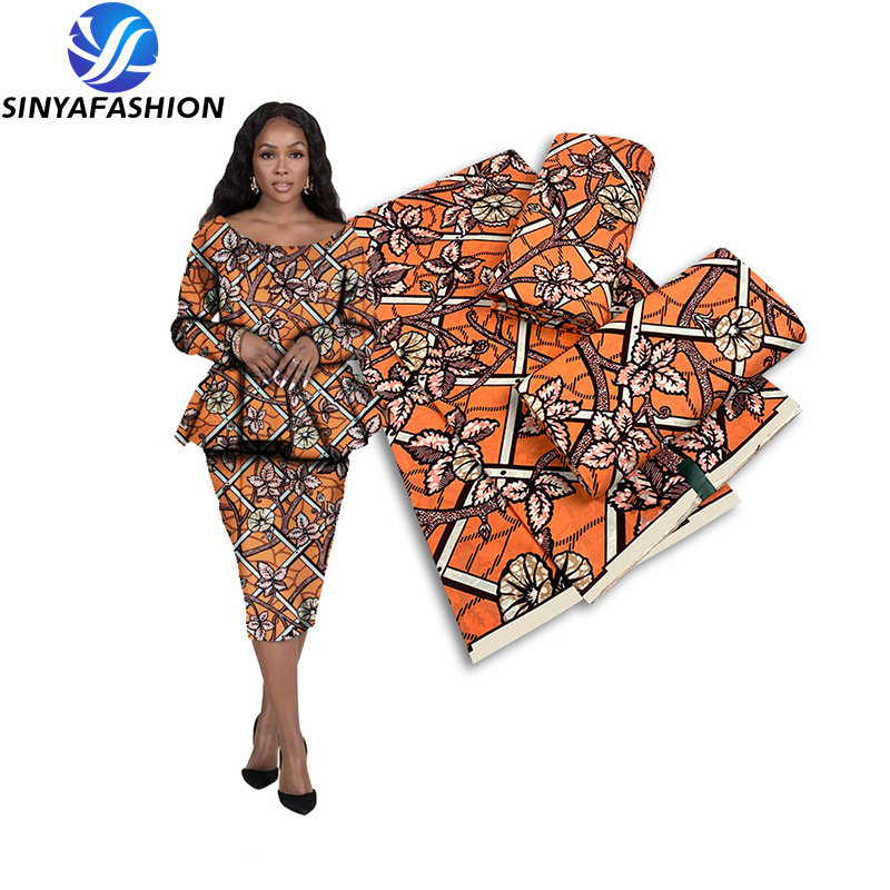 Sinya Wholesale High Quality African Wax Prints Fabric 6 Yards Hot Sale Ankara Real Wax Cotton Wax