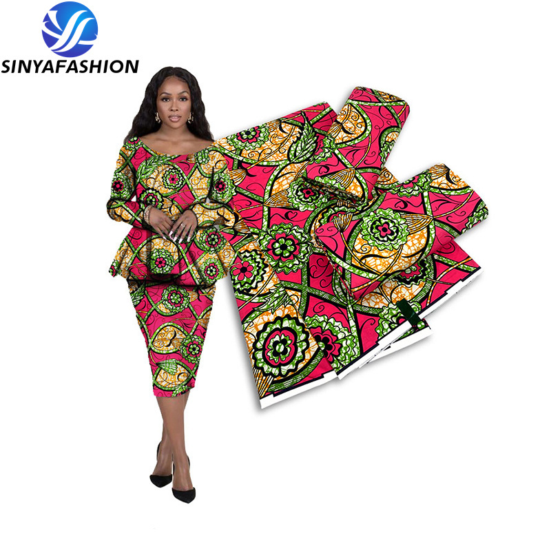 Sinya Wholesale High Quality African Wax Prints Fabric 6 Yards Hot Sale Ankara Real Wax Cotton Wax