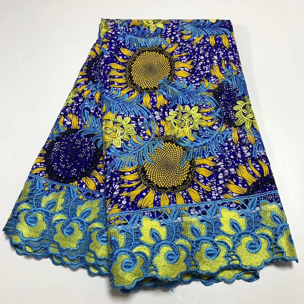 Sinya High Quality Cotton African Lace Wax Prints Fabric Nigeria Guipure Cord Lace Ankara Wax For Women Dress