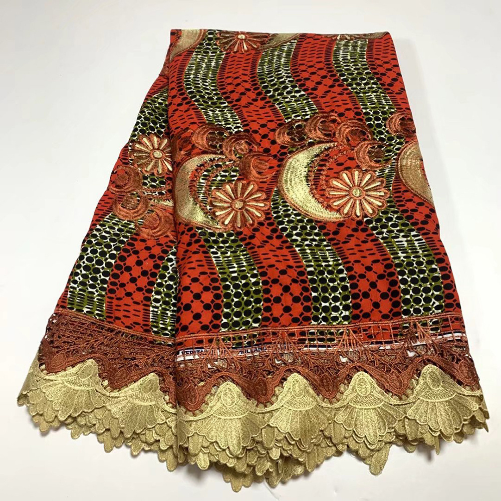 Sinya High Quality Cotton African Lace Wax Prints Fabric Nigeria Guipure Cord Lace Ankara Wax For Women Dress