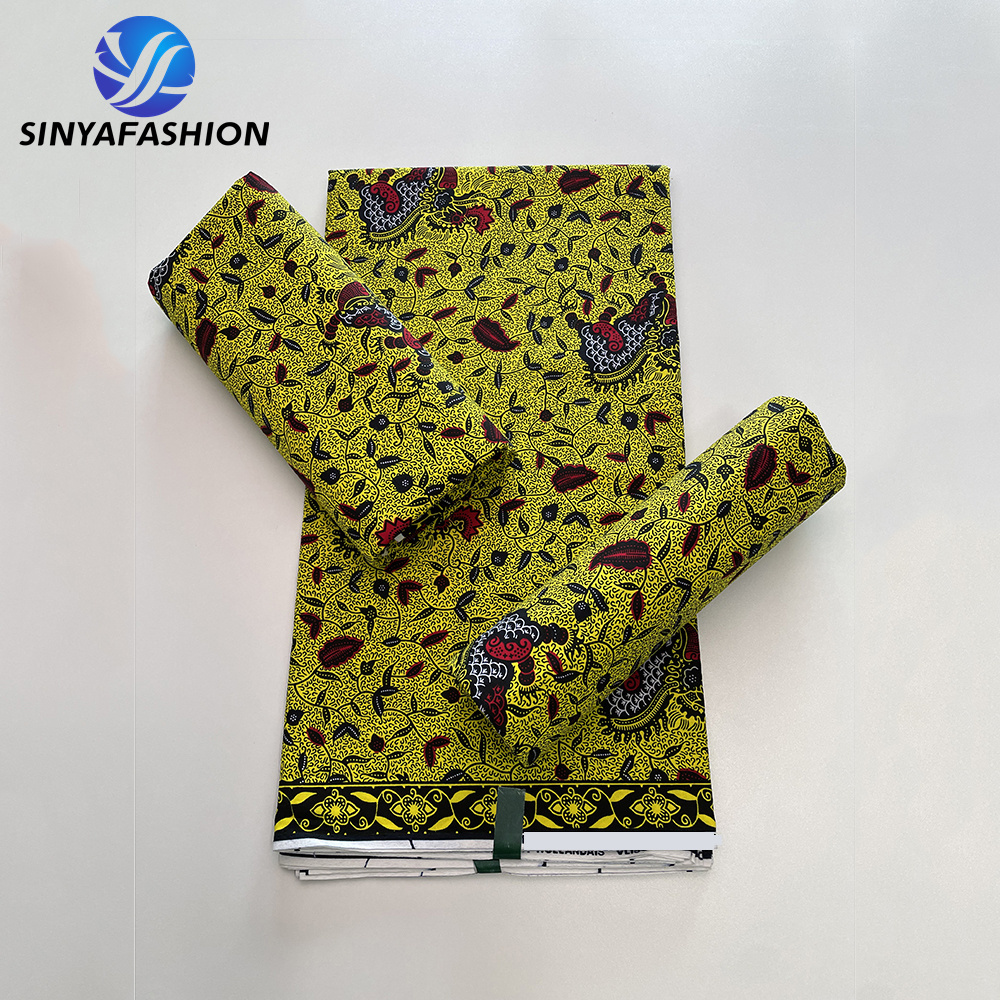 Sinya High Quality African 100% Cotton Ankara Fabrics Wax Prints Fabric 6 Yards