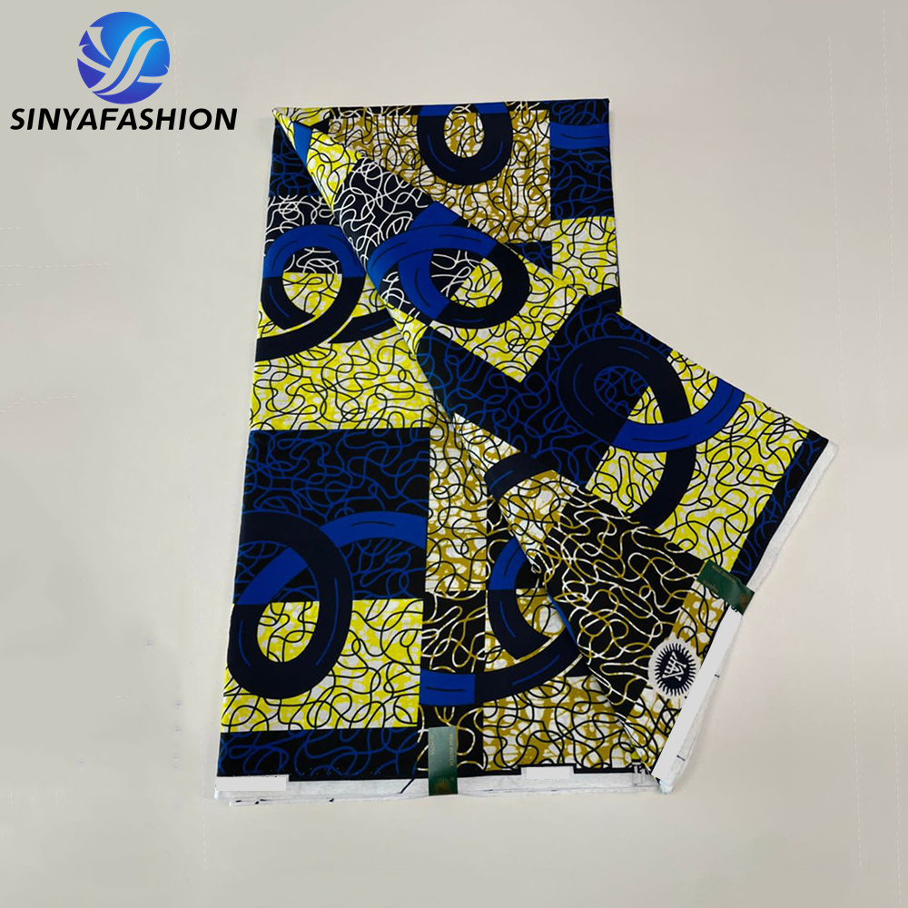 Sinya Latest African Wax Prints Fabric 6 Yards Hot Sale Guaranteed Veritable Real Wax Cotton Super Quality