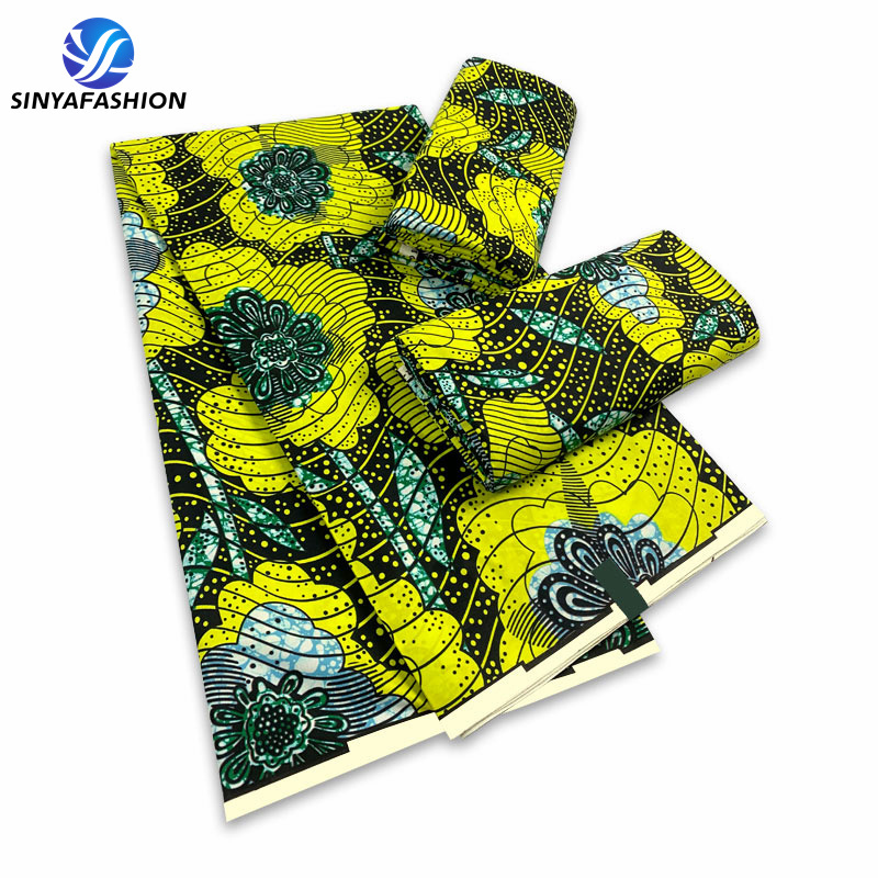 Sinya Super Good Quality High Grade African Wax Prints Fabric 6 Yards 100% Cotton Soft Real Dutch Sew Dress Material