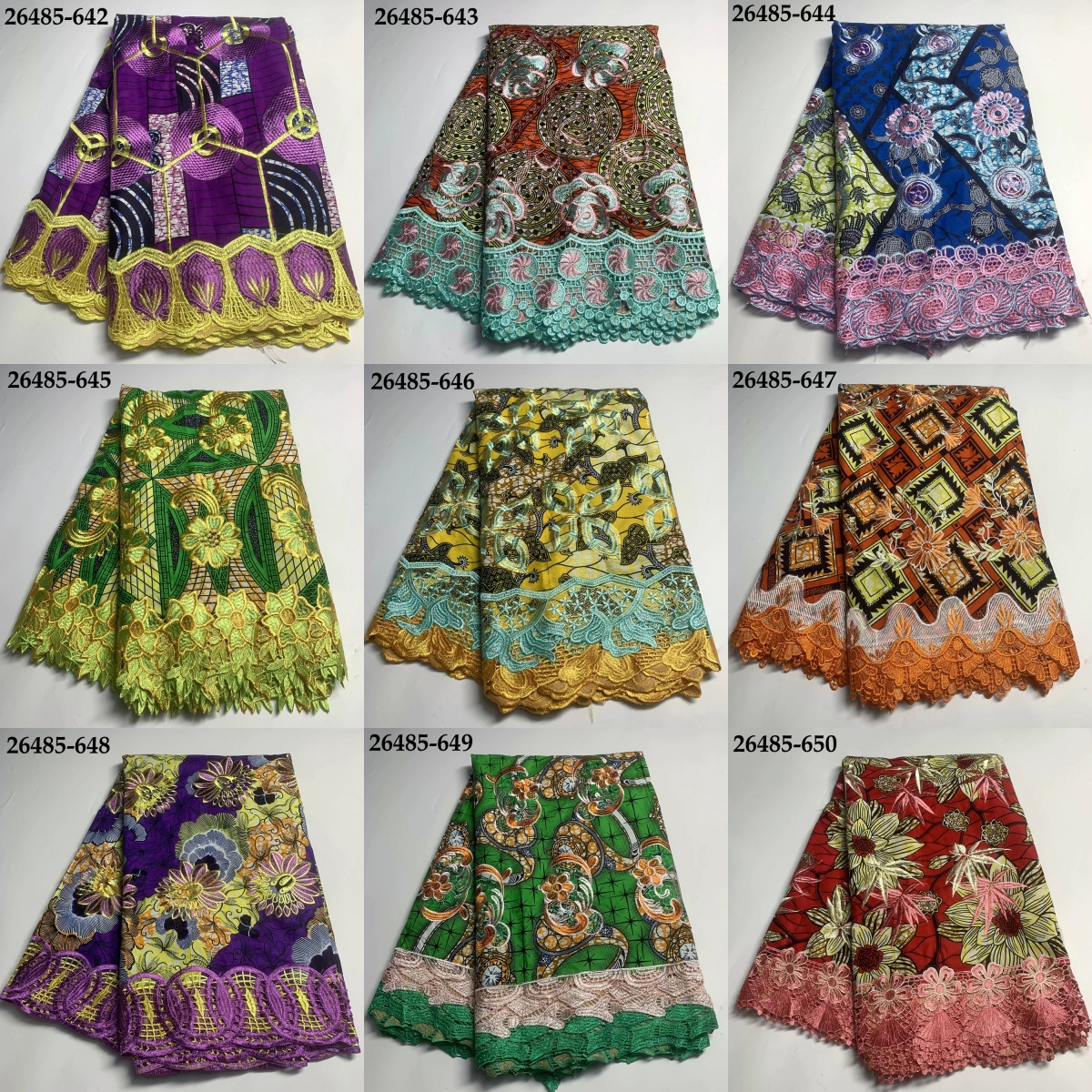 High Quality Wax Cotton Fabric Embroidery Guipure Cord Lace Ankara African Wax Prints Fabric For Women Dress