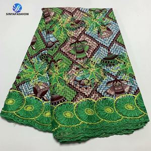 High Quality Wax Cotton Fabric Embroidery Guipure Cord Lace Ankara African Wax Prints Fabric For Women Dress