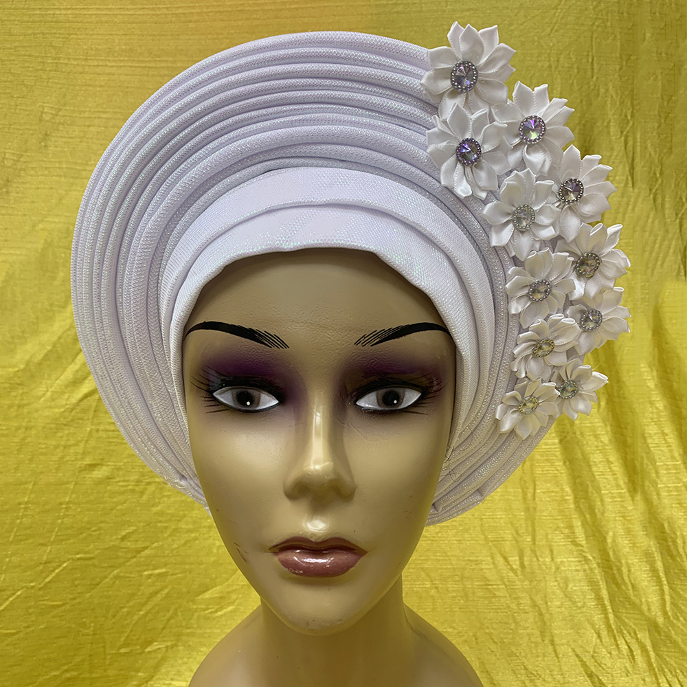 2022 Latest Designs African Accessories Auto Gele Headtie Nigerian Wedding Ready To Wear Turban Head Wraps